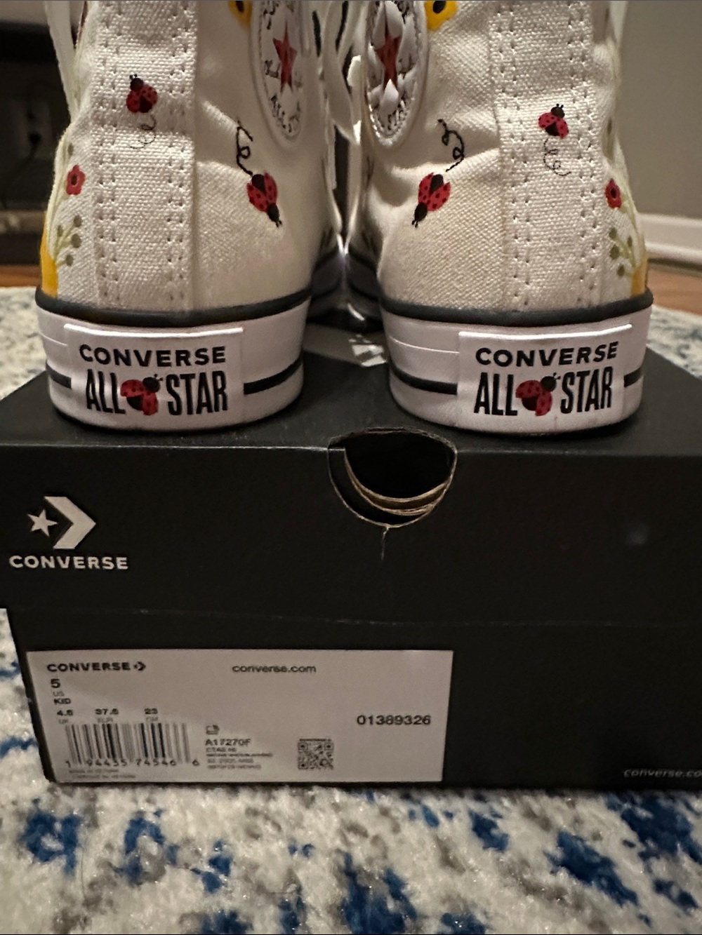 Converse White High-Top Sneakers with Red Ladybug & Yellow Floral Accents - Picture 5 of 7